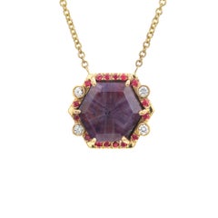 Peter Suchy GIA Certified 11.71 Carat Ruby Diamond Yellow Gold Pendant Necklace