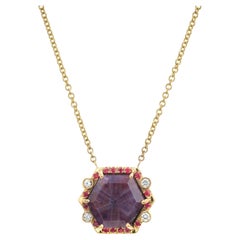 Peter Suchy GIA Certified 11.71 Carat Ruby Diamond Yellow Gold Pendant Necklace 