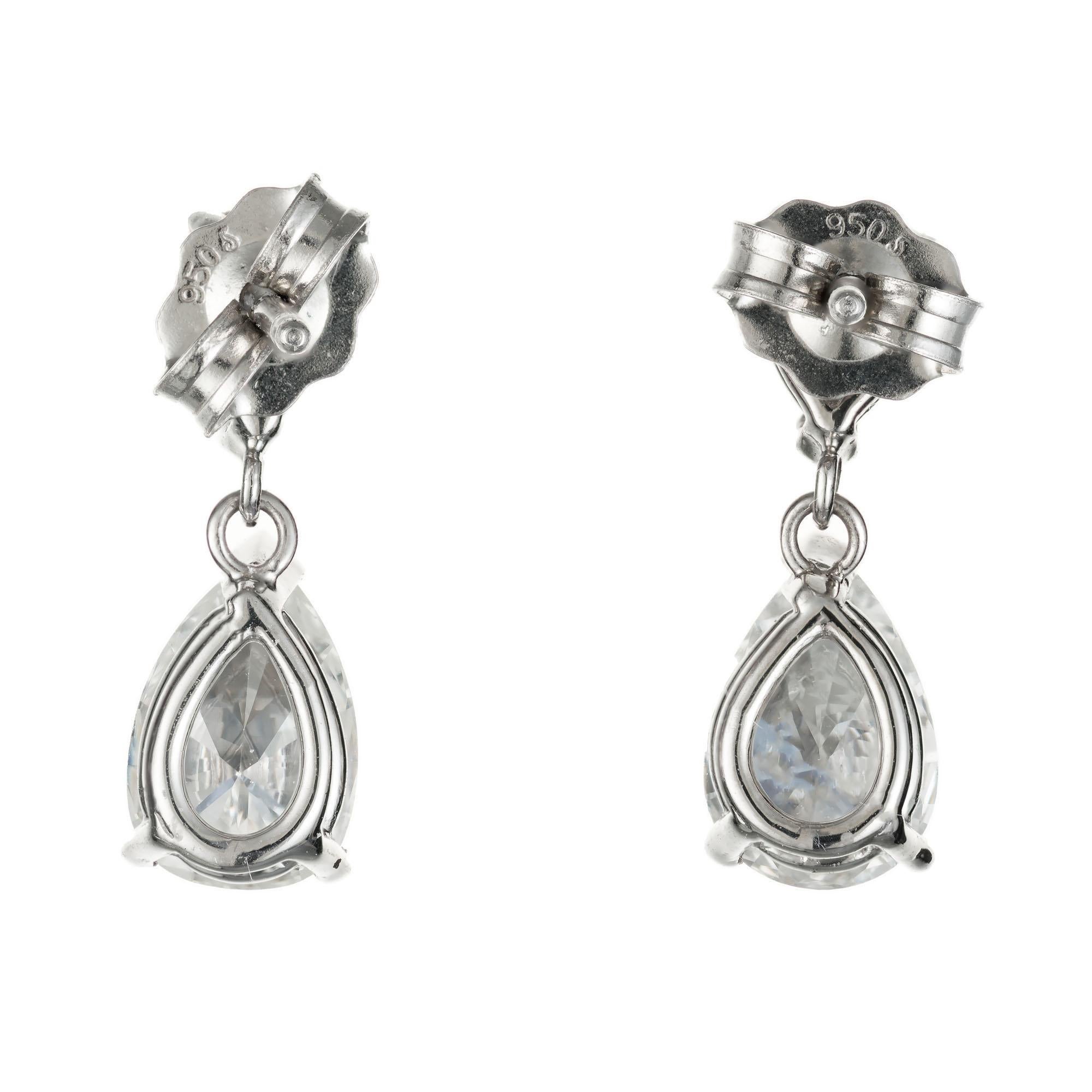 Pear Cut Peter Suchy GIA Certified 1.18 Carat Diamond Platinum Dangle Earrings