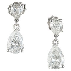 Peter Suchy GIA Certified 1.18 Carat Diamond Platinum Dangle Earrings