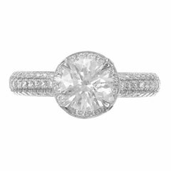 Peter Suchy GIA Certified 1.22 Carat Diamond Platinum Halo Engagement Ring