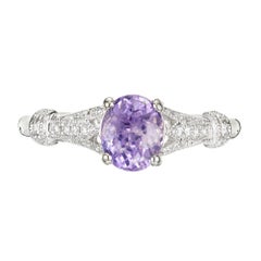 Bague de fiançailles Peter Suchy en or avec diamants et saphir certifié GIA de 1,24 carat
