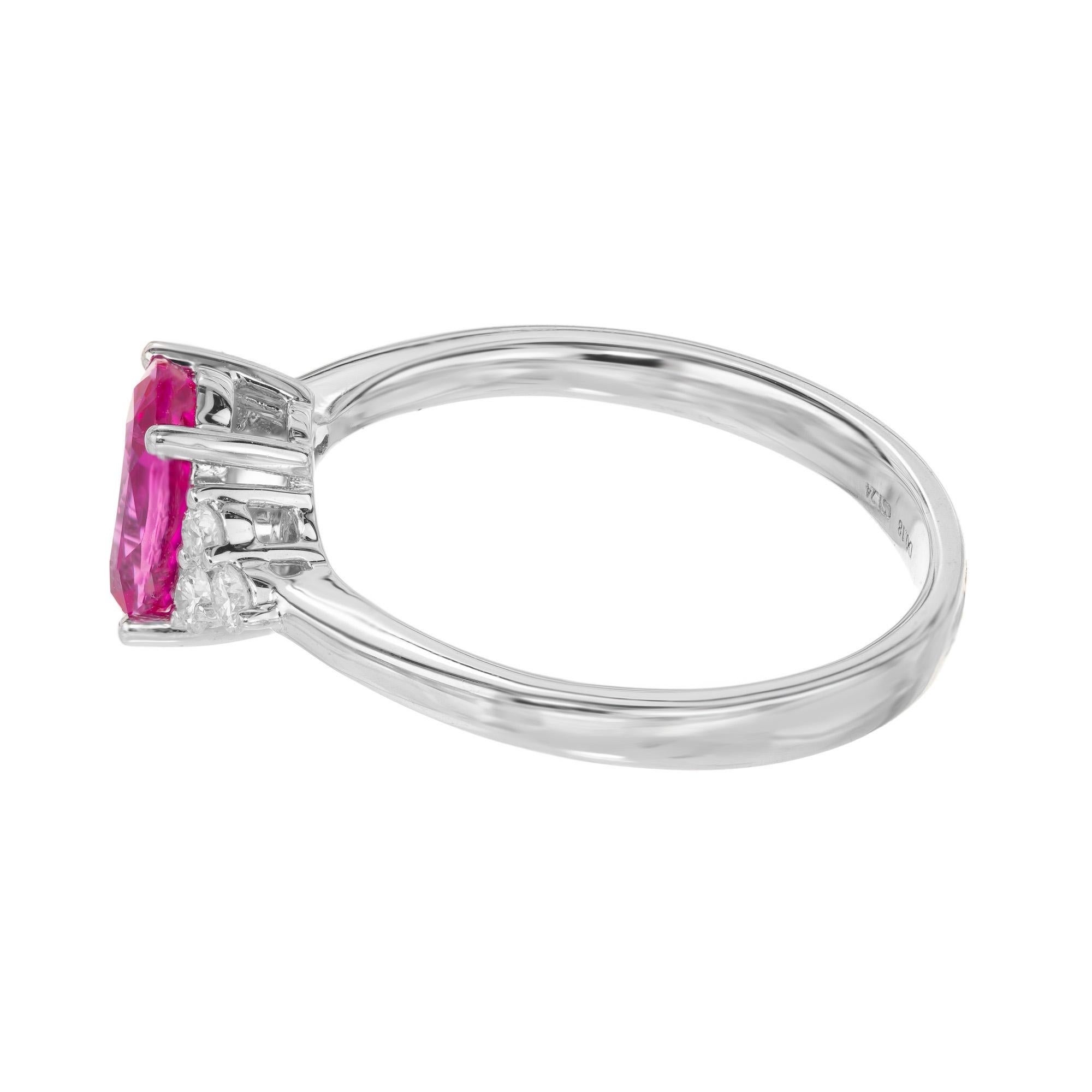 Women's Peter Suchy GIA Certified 1.25 Carat Pink Sapphire Diamond White Gold Ring For Sale