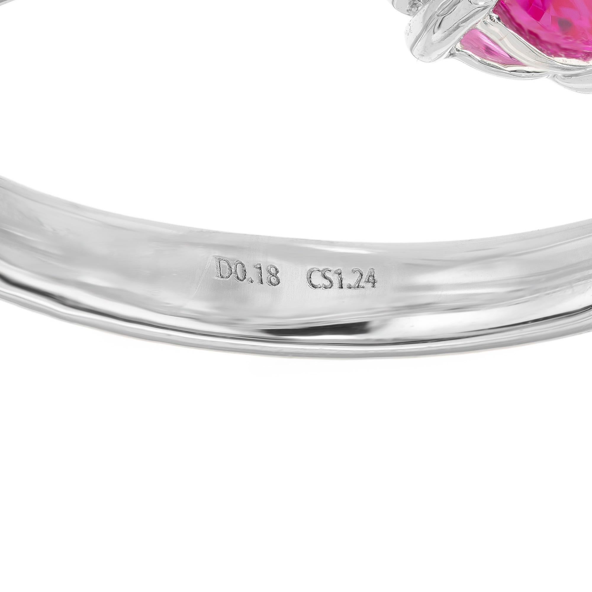 Peter Suchy GIA Certified 1.25 Carat Pink Sapphire Diamond White Gold Ring For Sale 2