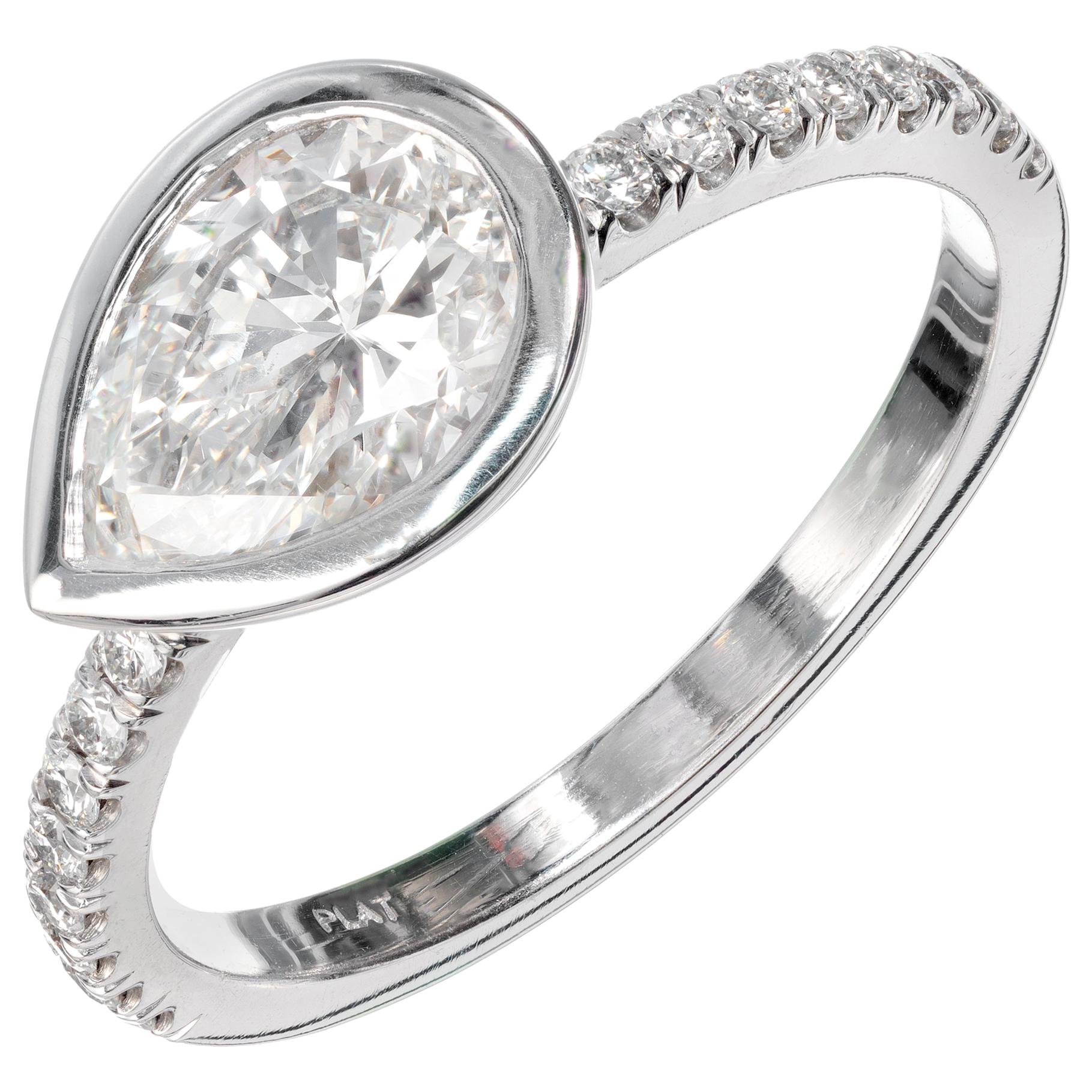 Bague de fiançailles Peter Suchy en platine avec diamants certifiés GIA de 1,27 carat