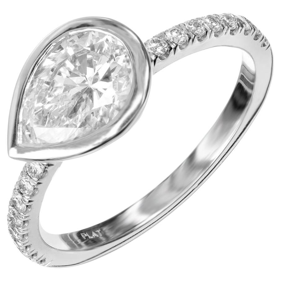 Peter Suchy GIA Certified 1.27 Carat Diamond Platinum Engagement Ring For Sale