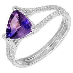 Peter Suchy GIA Certified 1.27 Carat Triangular Sapphire Diamond White Gold Ring