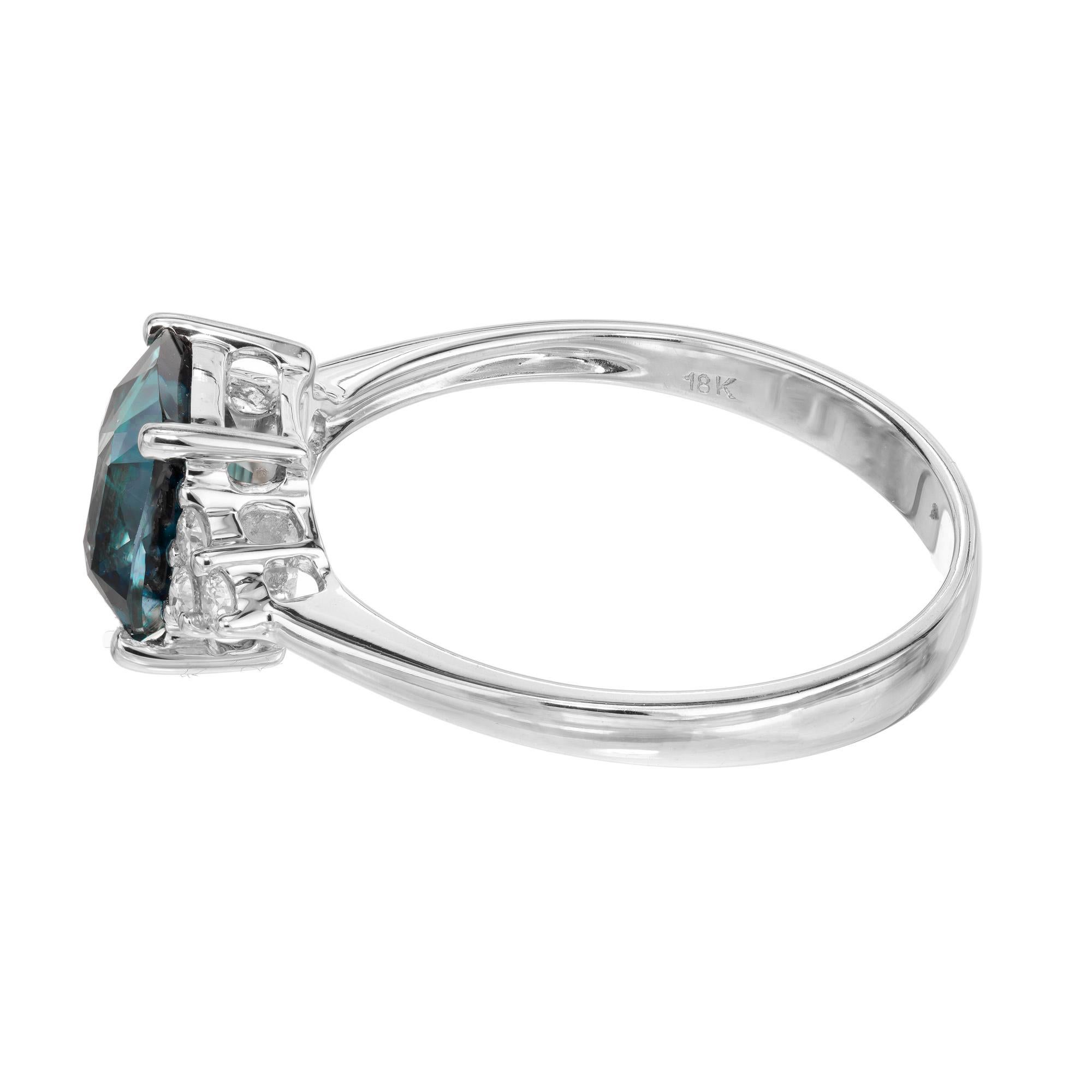 Peter Suchy GIA zertifiziert 1,30 Karat Kissen Saphir Diamant Verlobungsring (Kissenschliff) im Angebot