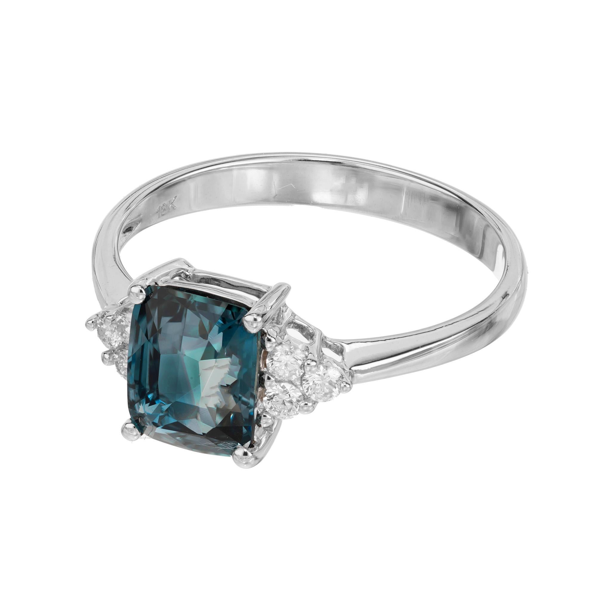 Peter Suchy GIA zertifiziert 1,30 Karat Kissen Saphir Diamant Verlobungsring Herren im Angebot