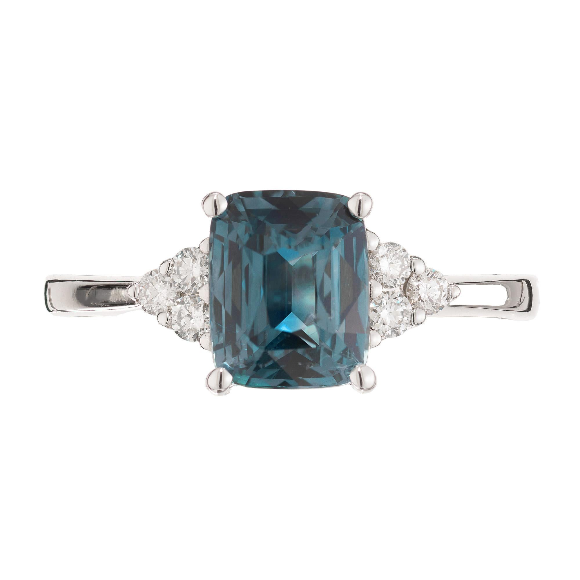 Peter Suchy GIA zertifiziert 1,30 Karat Kissen Saphir Diamant Verlobungsring im Angebot 1