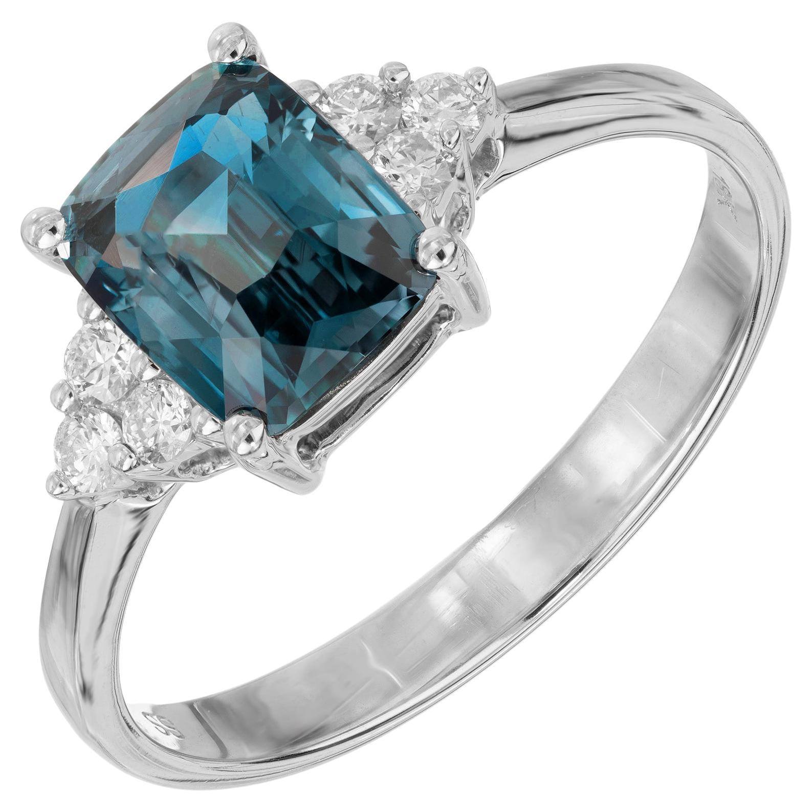 Peter Suchy GIA zertifiziert 1,30 Karat Kissen Saphir Diamant Verlobungsring im Angebot