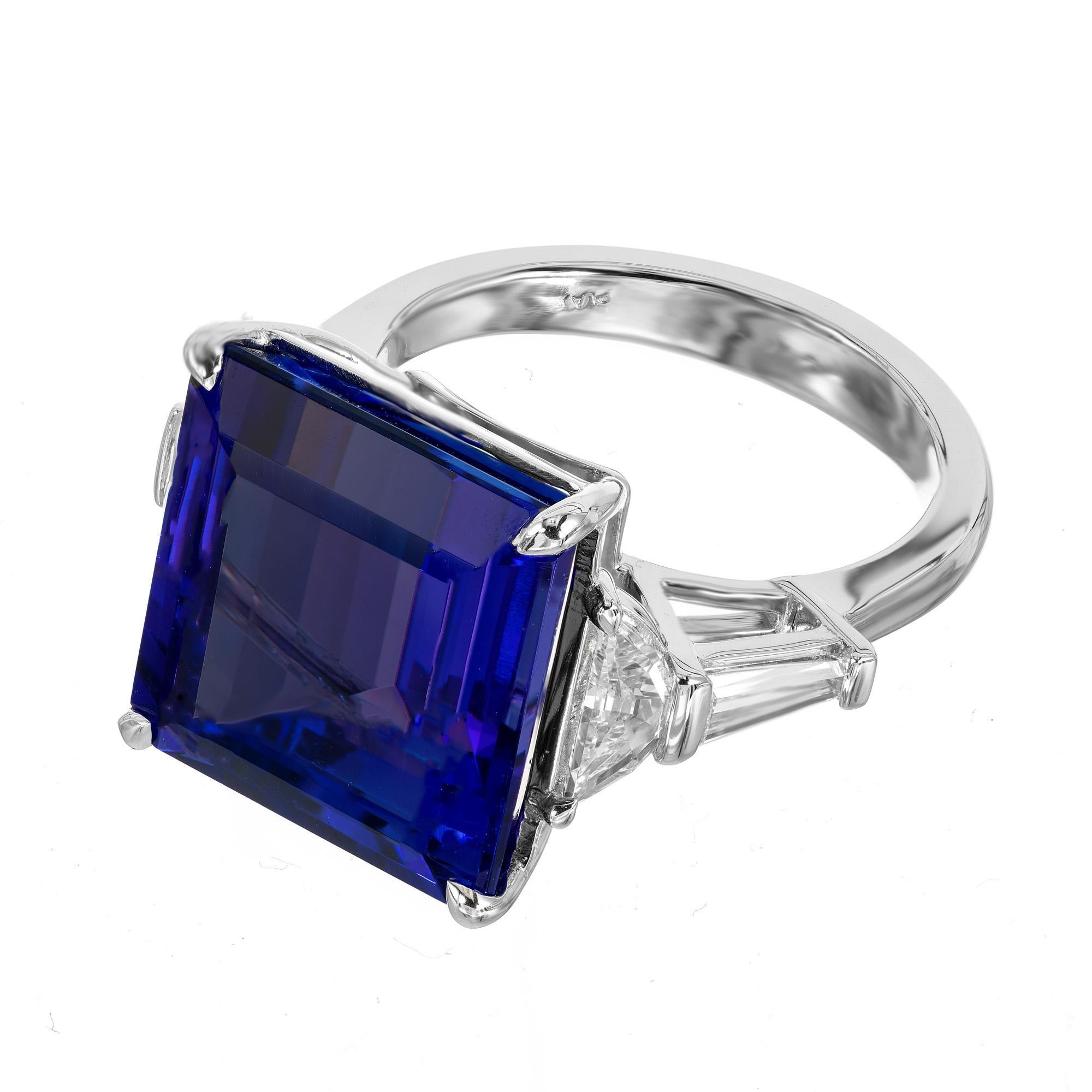 Octagon Cut Peter Suchy GIA Certified 13.00 Carat Octagonal Tanzanite Diamond Platinum Ring For Sale