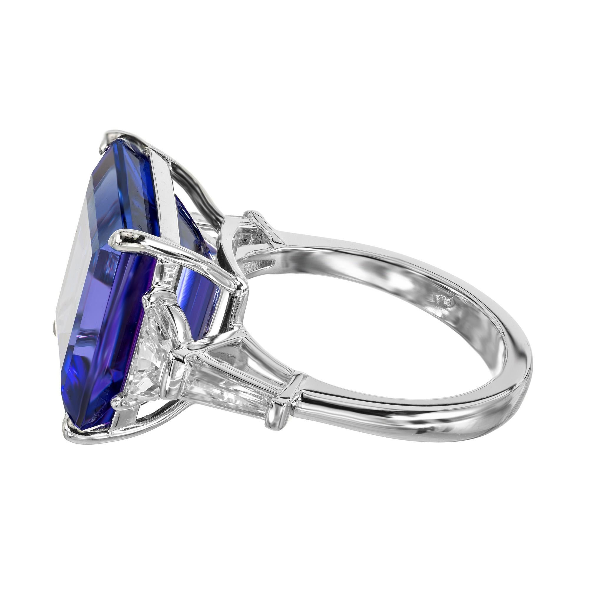 Women's Peter Suchy GIA Certified 13.00 Carat Octagonal Tanzanite Diamond Platinum Ring For Sale