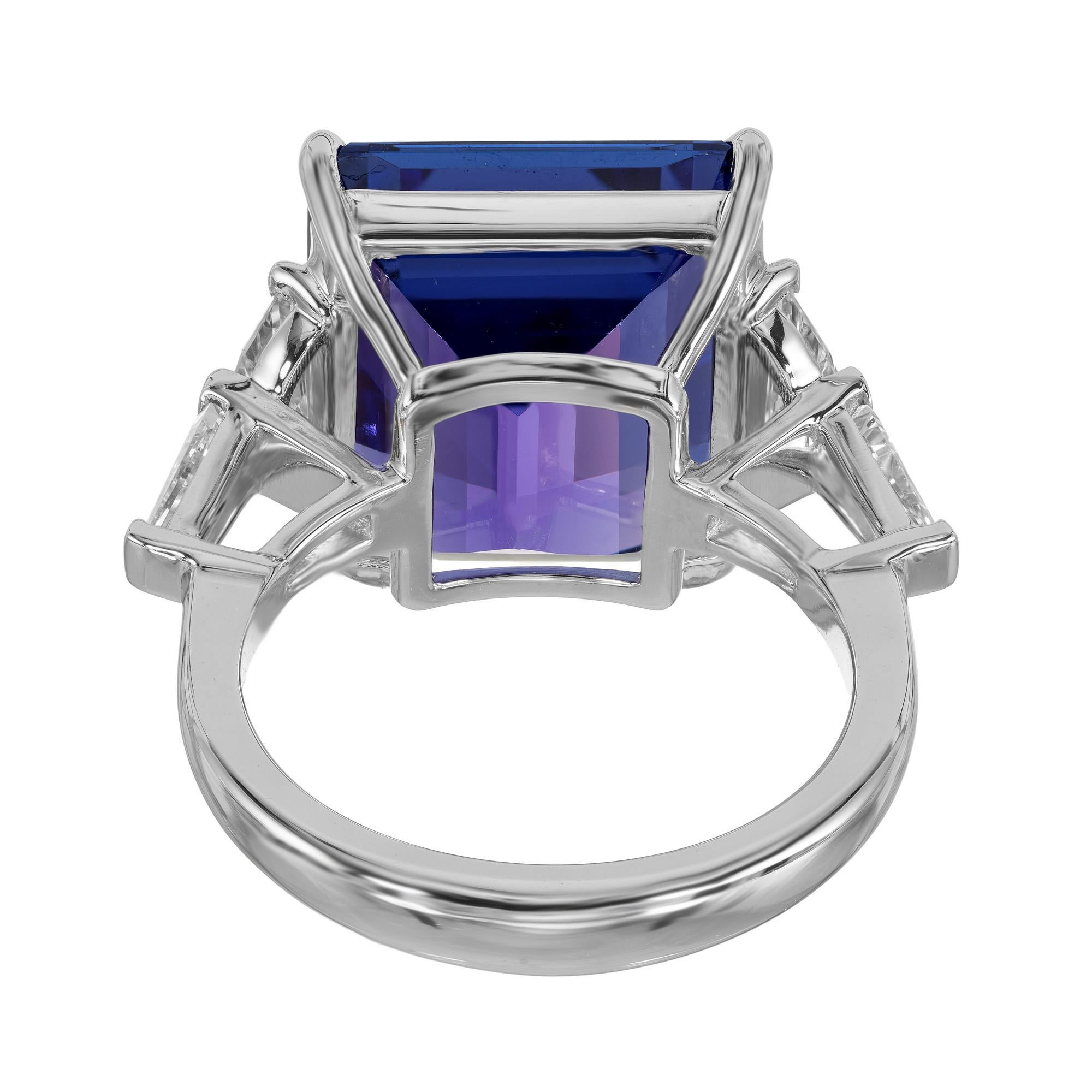 Peter Suchy GIA Certified 13.00 Carat Octagonal Tanzanite Diamond Platinum Ring For Sale 1