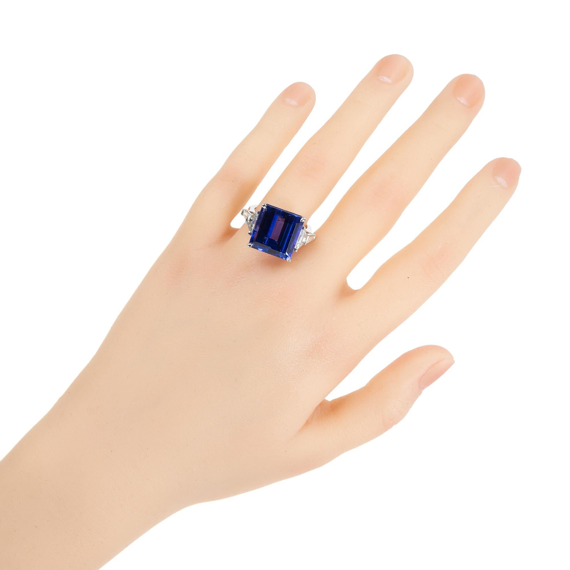 Peter Suchy GIA Certified 13.00 Carat Octagonal Tanzanite Diamond Platinum Ring For Sale 2