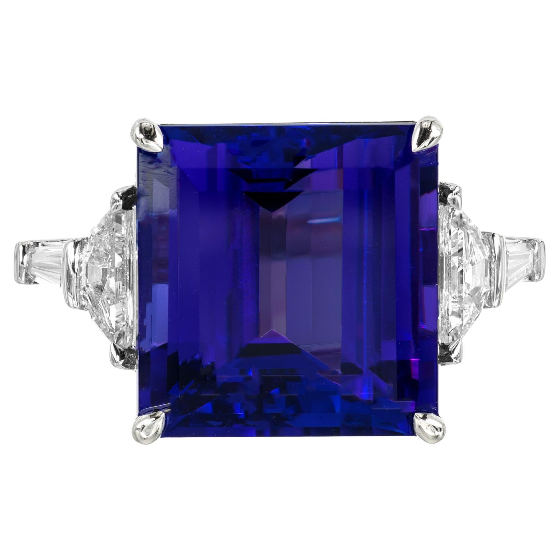 Peter Suchy GIA Certified 13.00 Carat Octagonal Tanzanite Diamond Platinum Ring