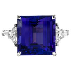 Peter Suchy GIA Certified 13.00 Carat Octagonal Tanzanite Diamond Platinum Ring
