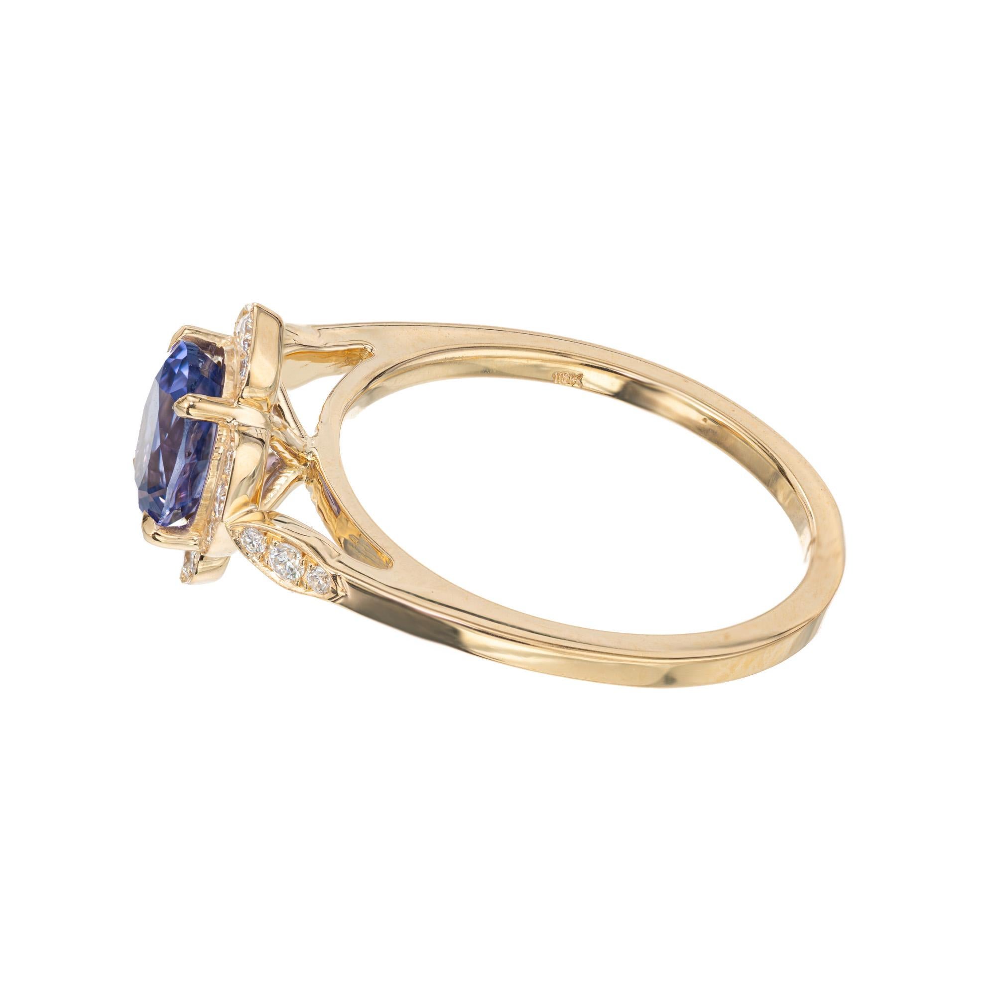 Bague de fiançailles Peter Suchy en or jaune avec saphir violet de 1,31 carat certifié GIA Pour femmes en vente