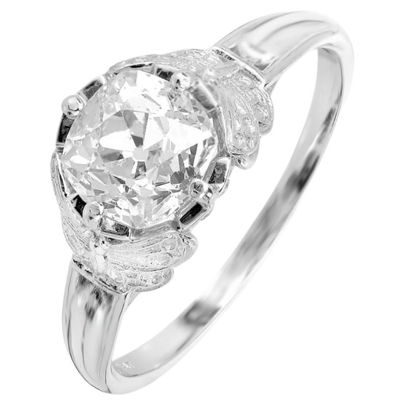 Peter Suchy GIA Certified 1.32 Carat Diamond Platinum Engagement Ring For Sale