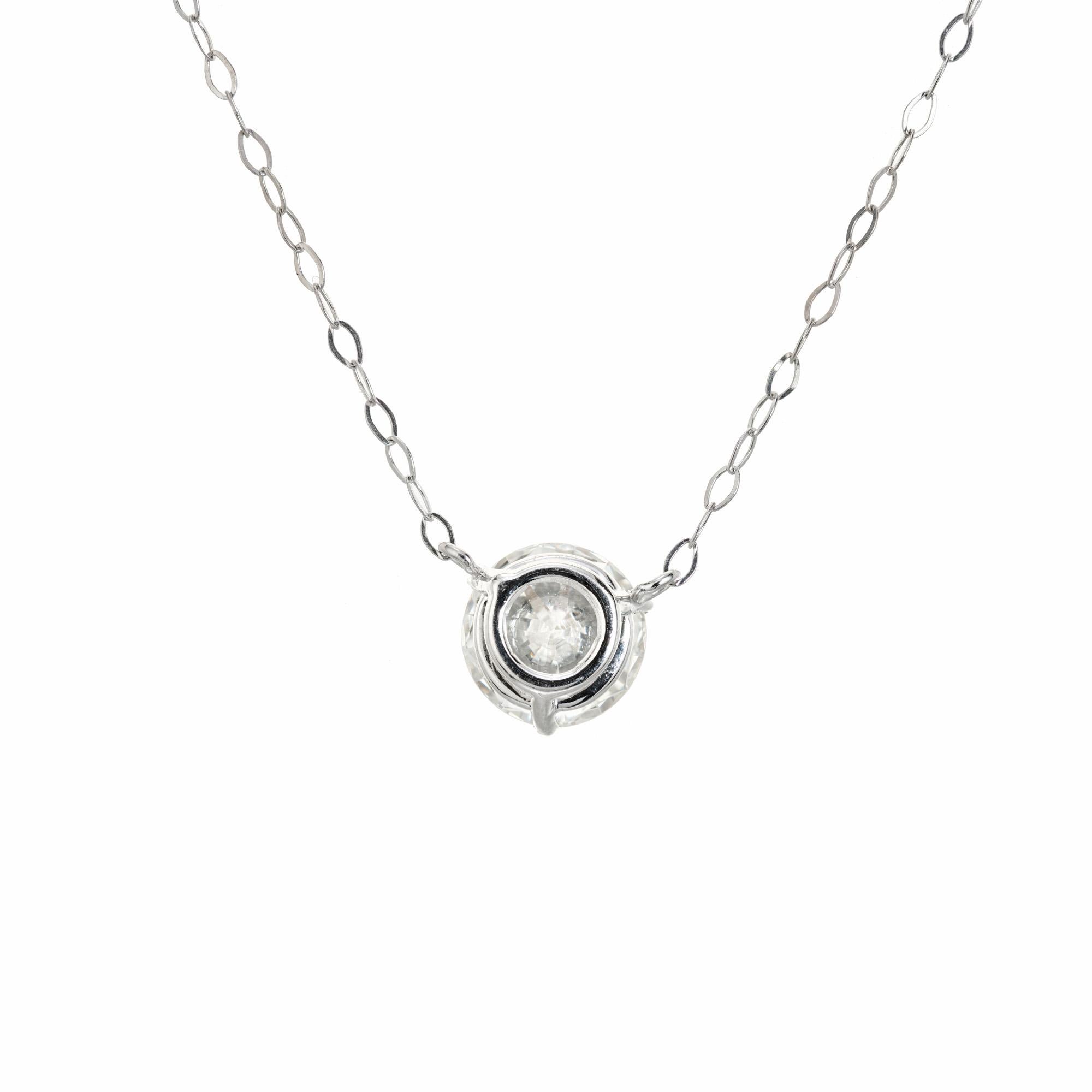 Round Cut Peter Suchy GIA Certified 1.32 Carat Diamond Platinum Pendant Necklace