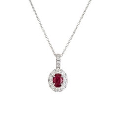 Peter Suchy Collar Colgante de Oro Blanco con Diamante Rubí Certificado GIA de 1,32 Quilates