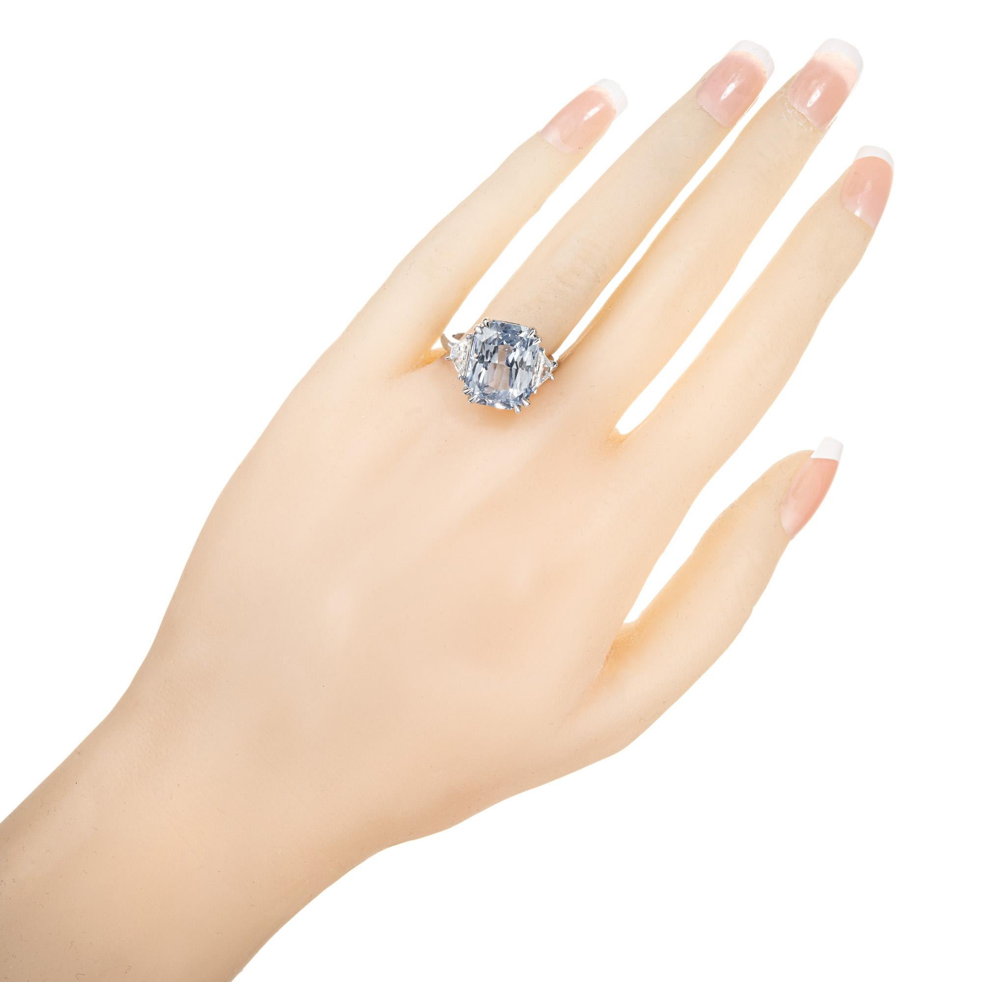 Women's Peter Suchy GIA 13.25 Carat Octagon Sapphire Diamond Platinum Engagement Ring For Sale