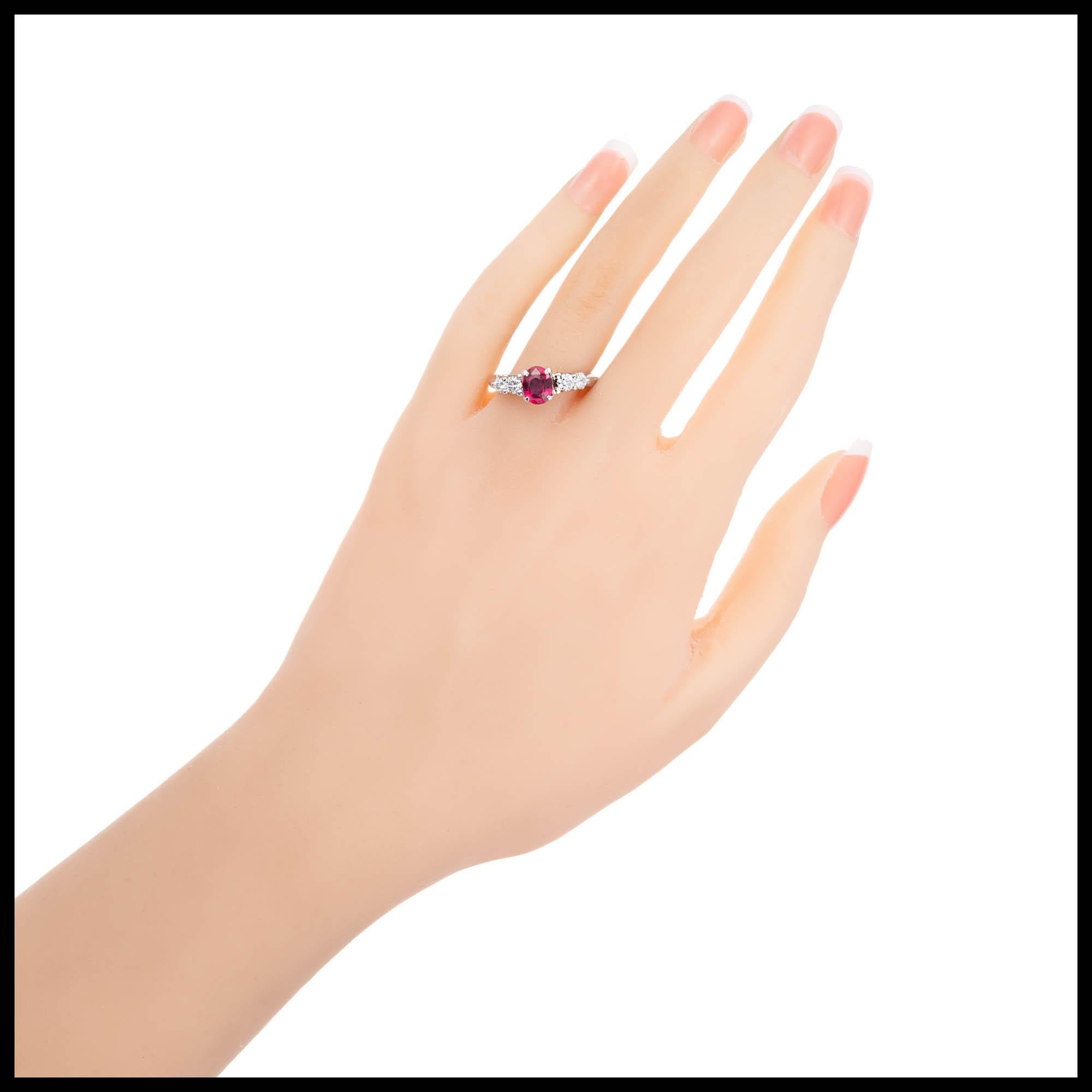 Peter Suchy GIA Certified 1.35 Carat Ruby Diamond Platinum Engagement Ring In Excellent Condition For Sale In Stamford, CT