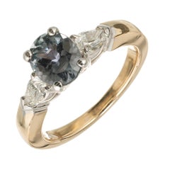 Peter Suchy Anello di fidanzamento in oro con diamante e zaffiro certificato GIA da 1.37 carati