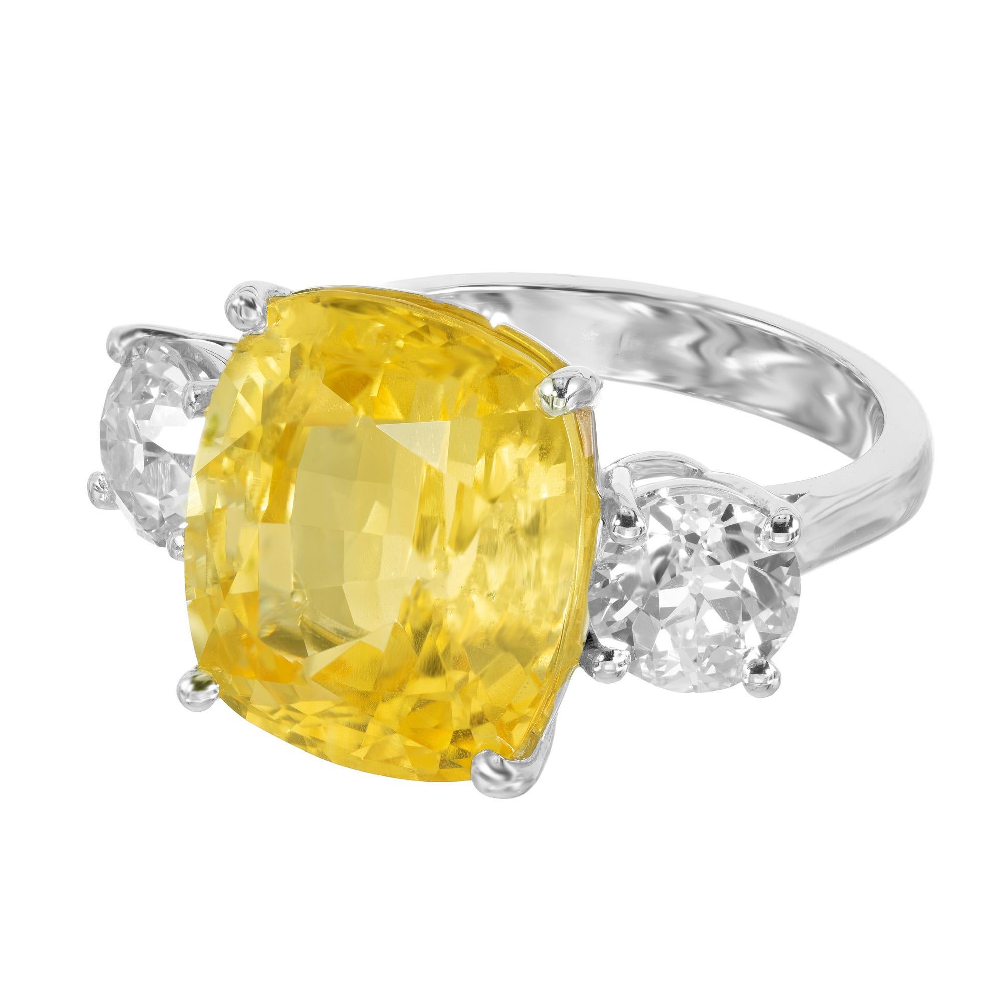 Taille coussin Bague de fiançailles en platine avec diamant saphir de 13.70 carats de Peter Suchy, certifiée par le GIA en vente