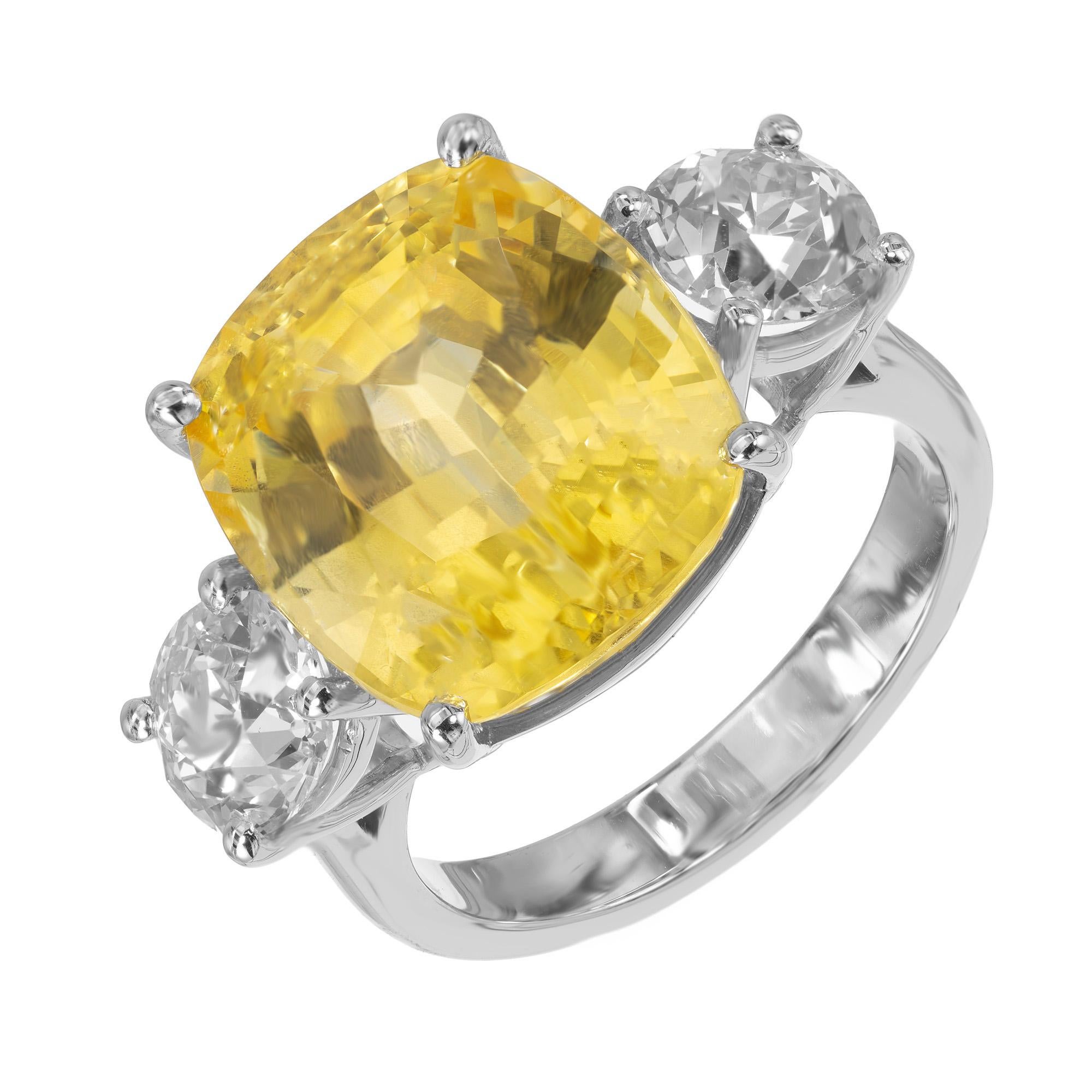 Bague de fiançailles en platine avec diamant saphir de 13.70 carats de Peter Suchy, certifiée par le GIA Pour femmes en vente