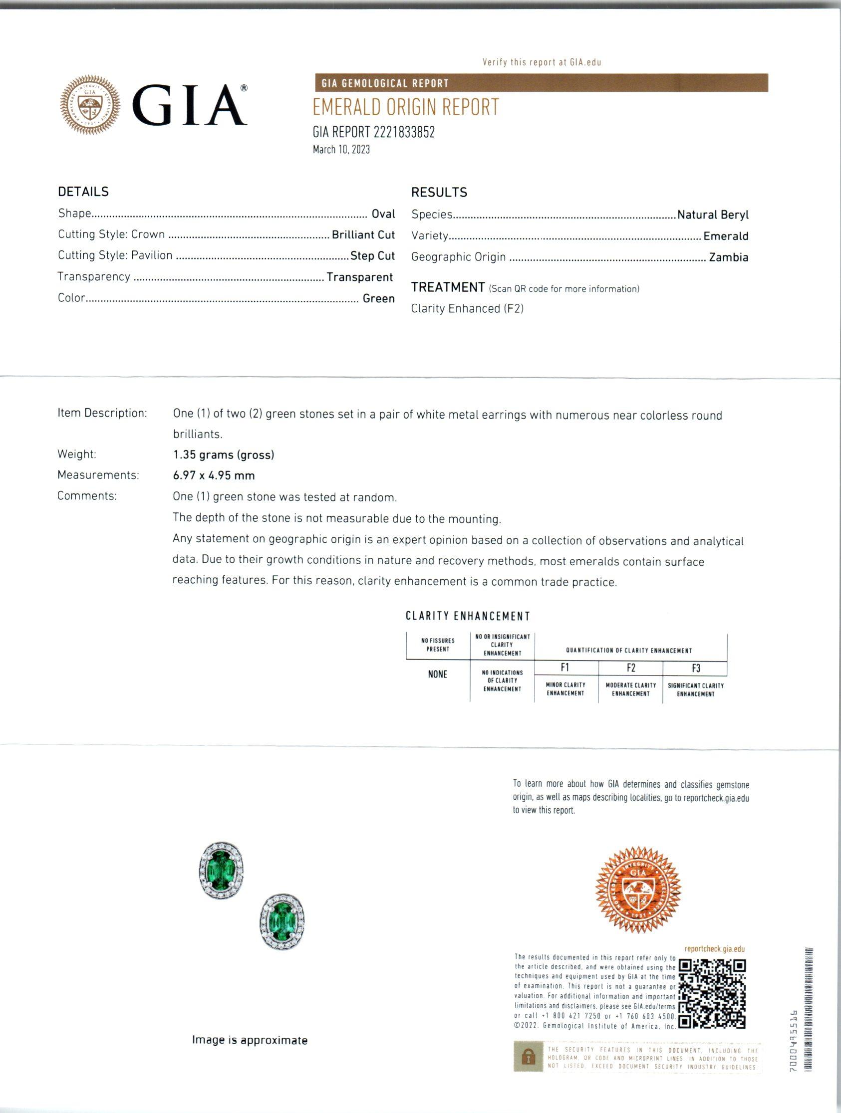 Peter Suchy GIA Certified 1.40 Carat Oval Emerald Diamond White Gold Earrings In New Condition For Sale In Stamford, CT