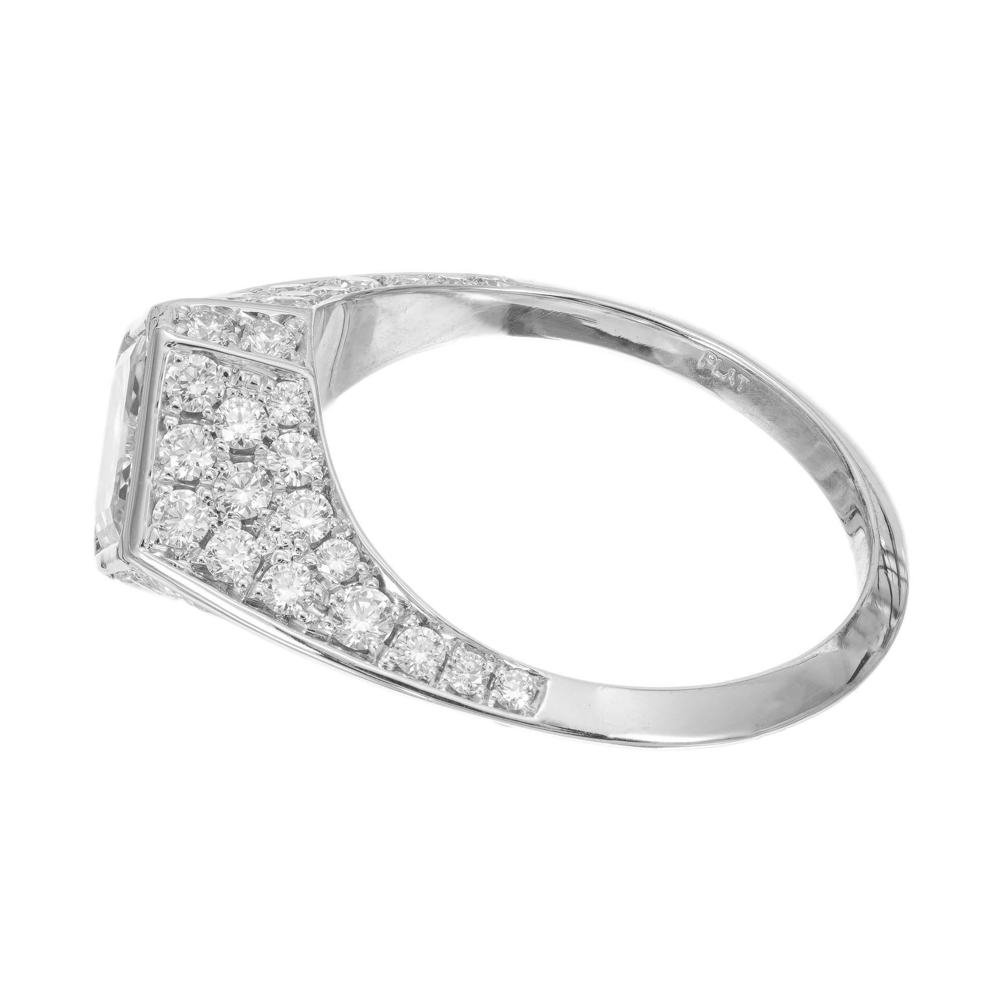 Peter Suchy GIA Certified 1.41 Carat Diamond Platinum Engagement Ring In New Condition For Sale In Stamford, CT