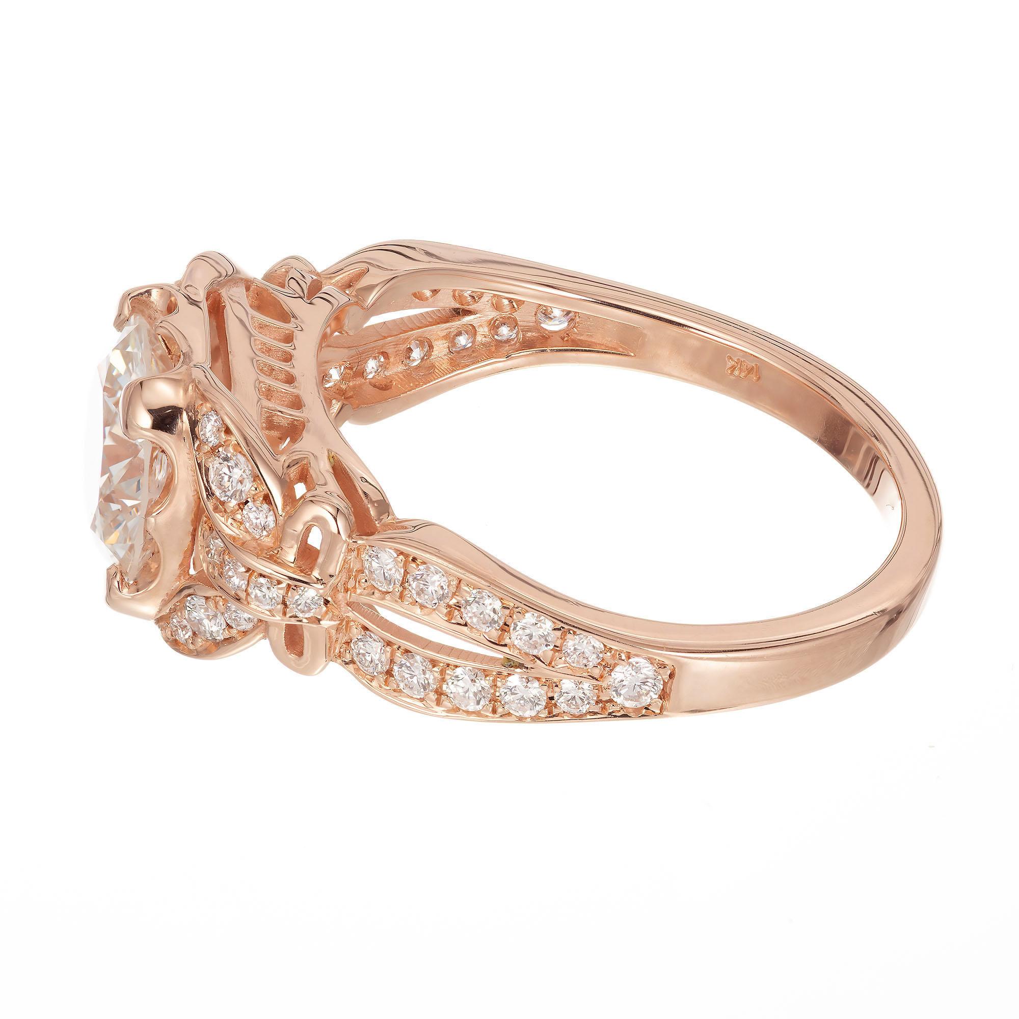 Peter Suchy GIA Certified 1.41 Carat Diamond Rose Gold Engagement Ring In New Condition For Sale In Stamford, CT