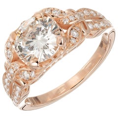 Peter Suchy GIA Certified 1.41 Carat Diamond Rose Gold Engagement Ring