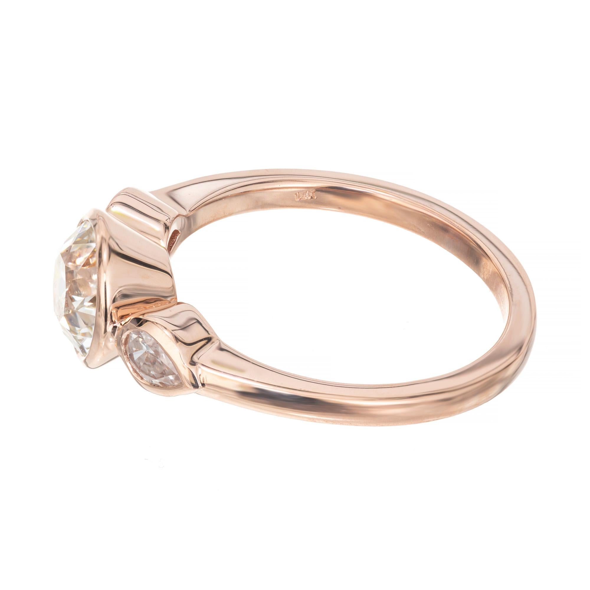 Peter Suchy, bague de fiançailles en or rose avec diamant rond de 1,42 carat certifié GIA  Pour femmes en vente