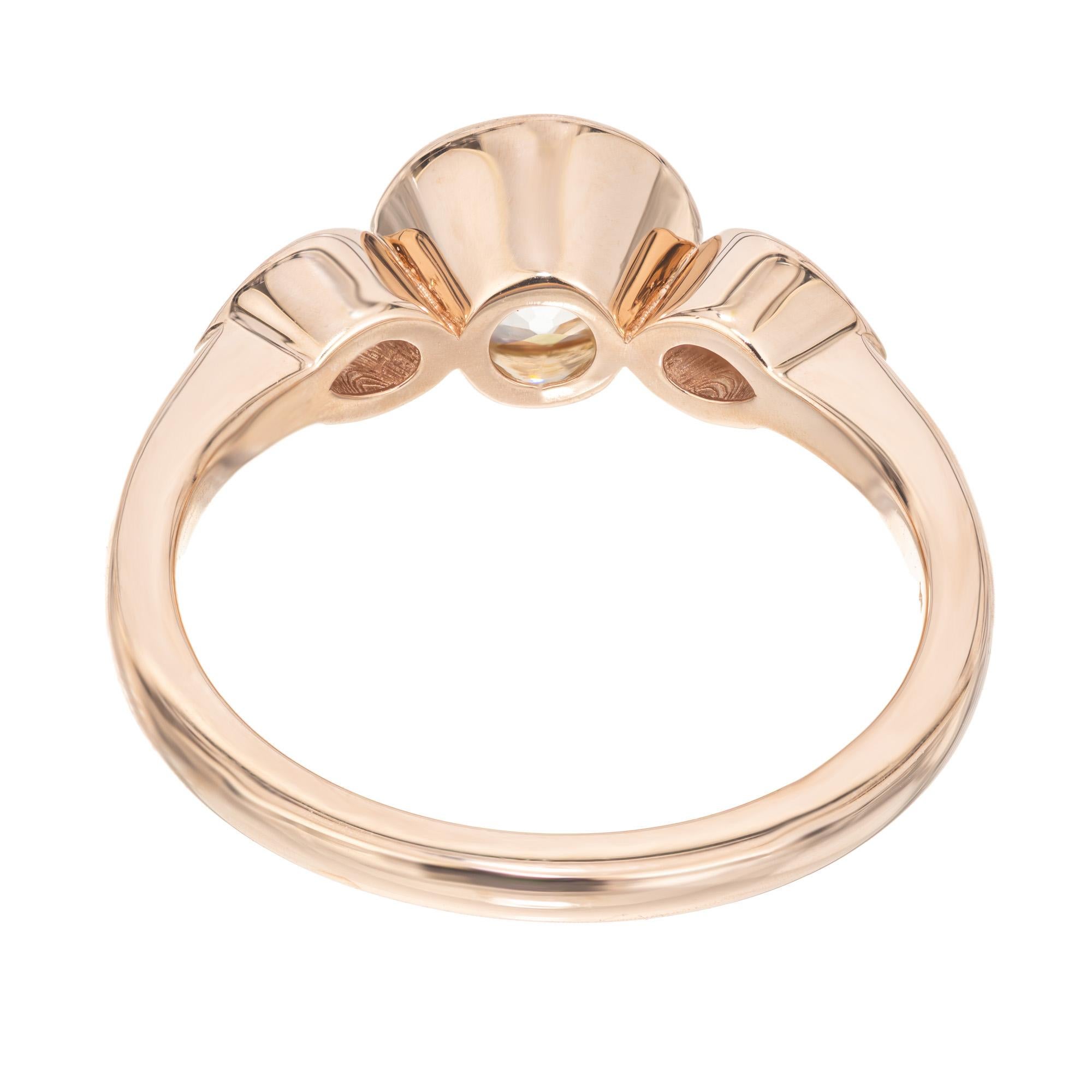Peter Suchy, bague de fiançailles en or rose avec diamant rond de 1,42 carat certifié GIA  en vente 1