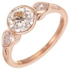 Peter Suchy Anillo de compromiso de oro rosa con diamante redondo de 1,42 quilates certificado por el GIA