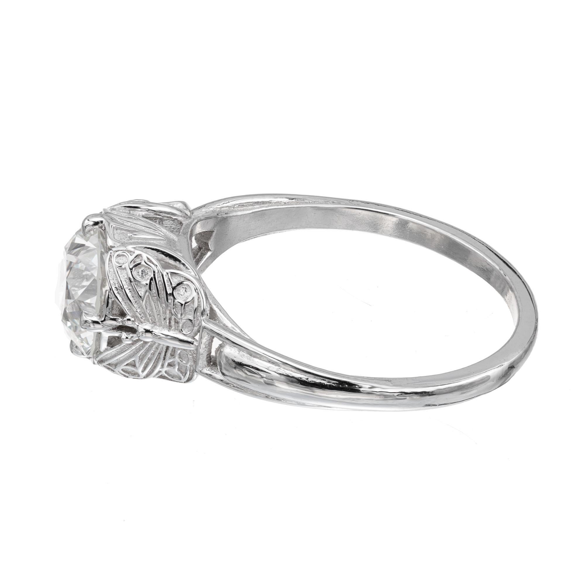 Women's Peter Suchy GIA Certified 1.45 Carat Diamond Platinum Butterfly Engagement Ring