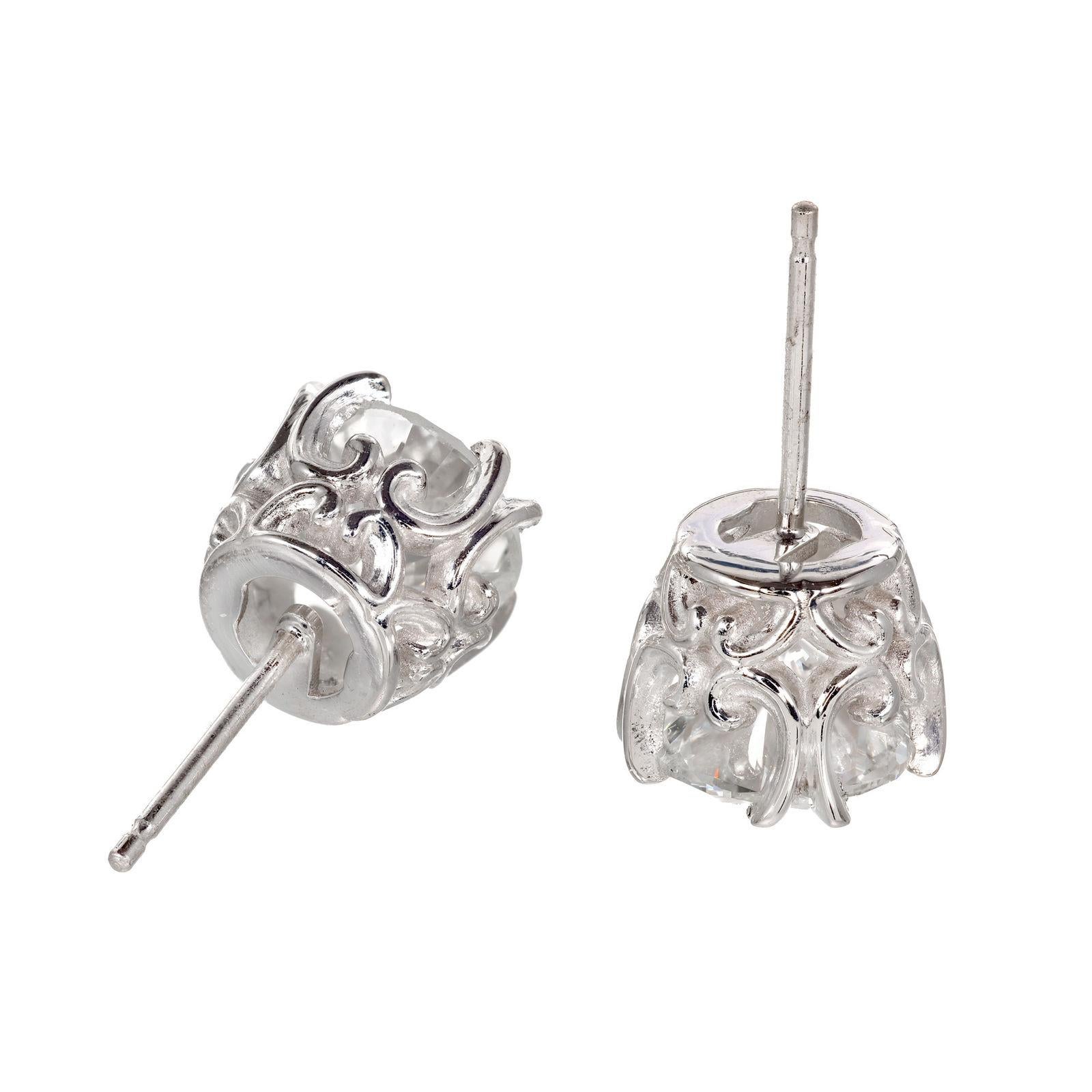 Peter Suchy GIA Certified 1.46 Carat Diamond Platinum Stud Earrings In New Condition In Stamford, CT