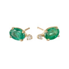 Peter Suchy GIA Certified 1.47 Carat Emerald Diamond Yellow Gold Stud Earrings