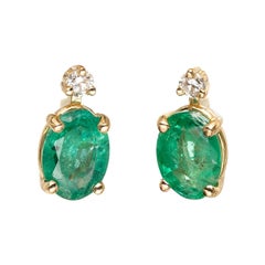 Peter Suchy GIA Certified 1.47 Carat Emerald Diamond Yellow Gold Stud Earrings Peter Suchy GIA Certified 1.47 Carat Emerald Diamond Yellow Gold Stud Earrings