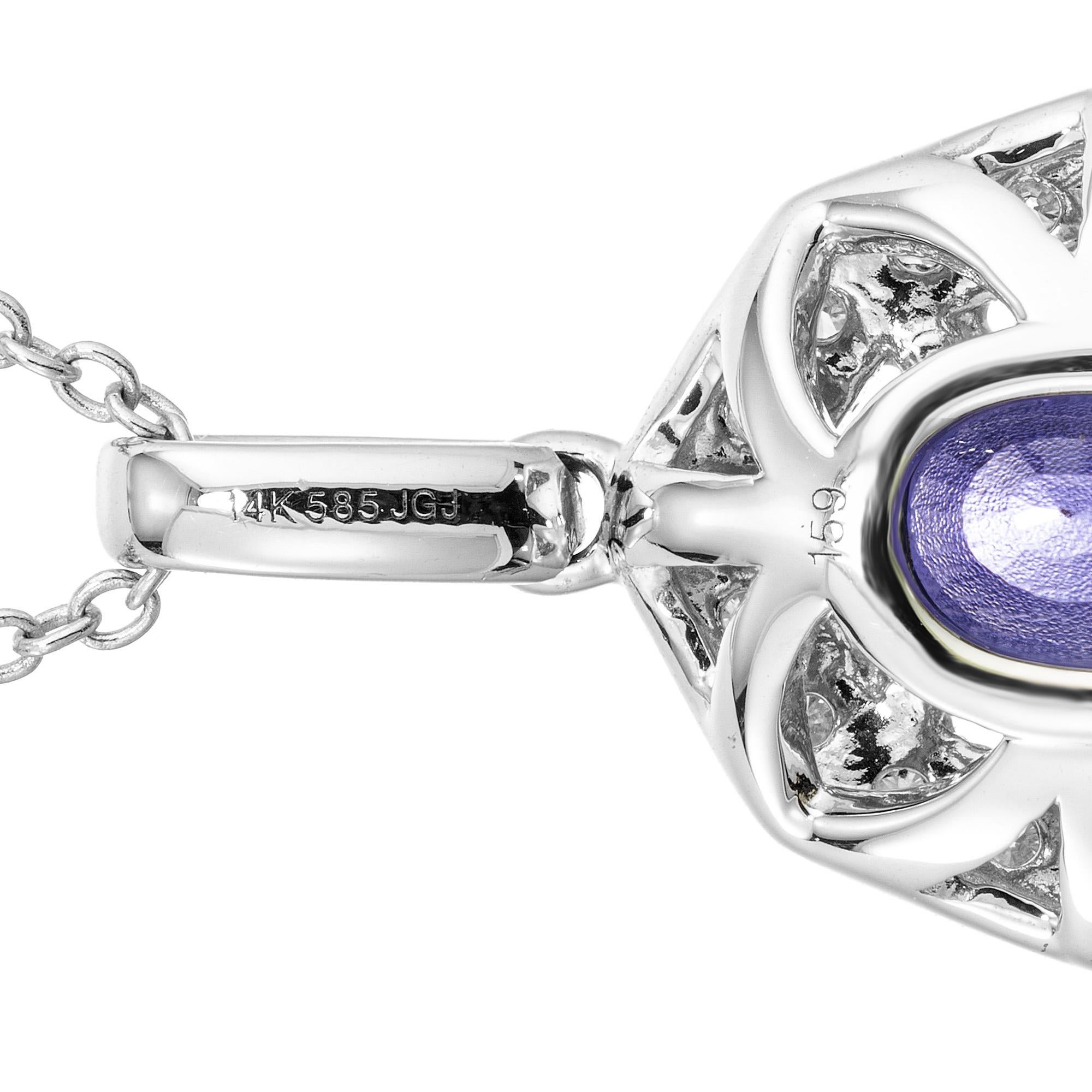 Peter Suchy GIA Certified 1.47 Carat Sapphire Diamond Gold Pendant Necklace For Sale 2