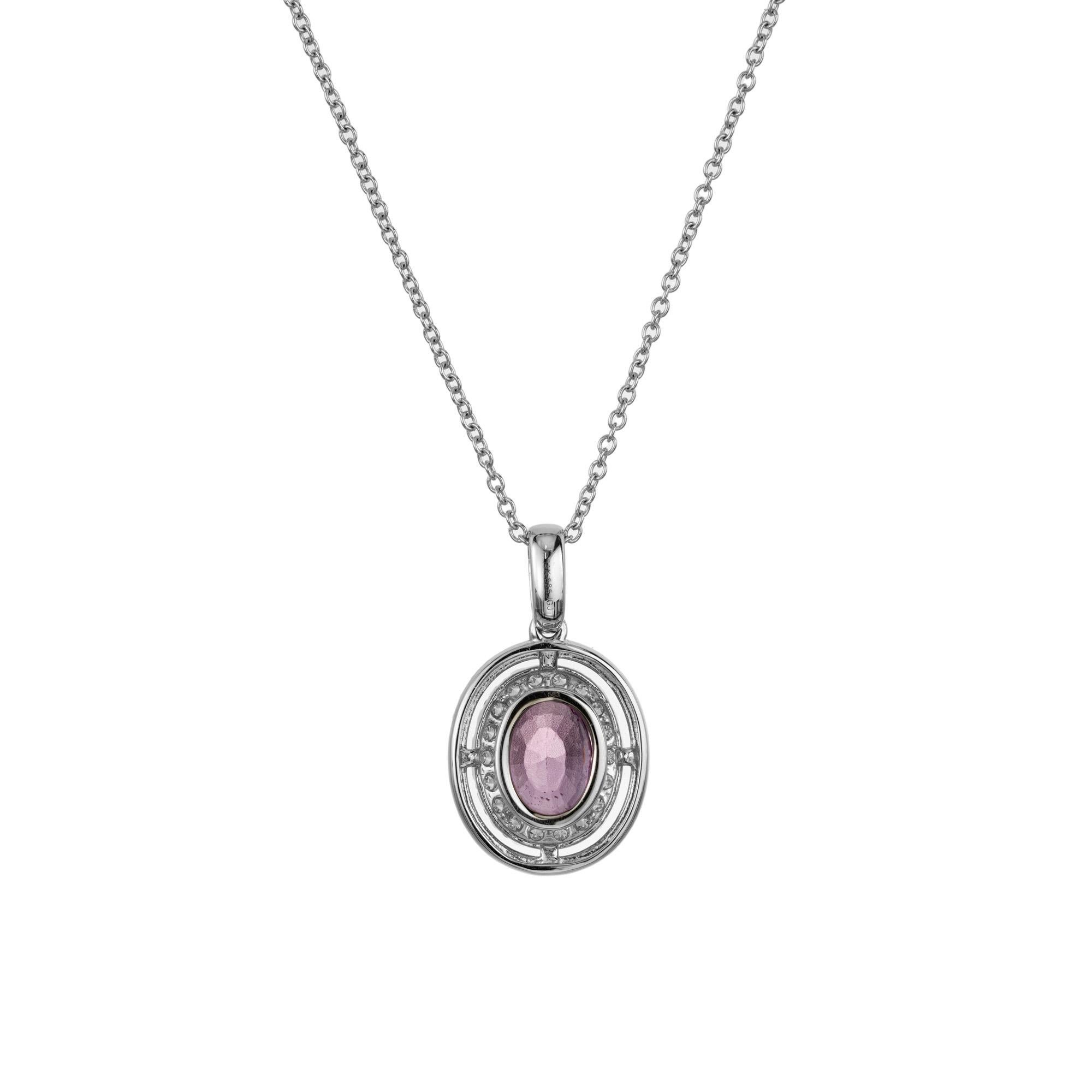 Taglio ovale Peter Suchy Collana con ciondolo in oro bianco con diamante spinello certificato GIA da 1,48 carati in vendita