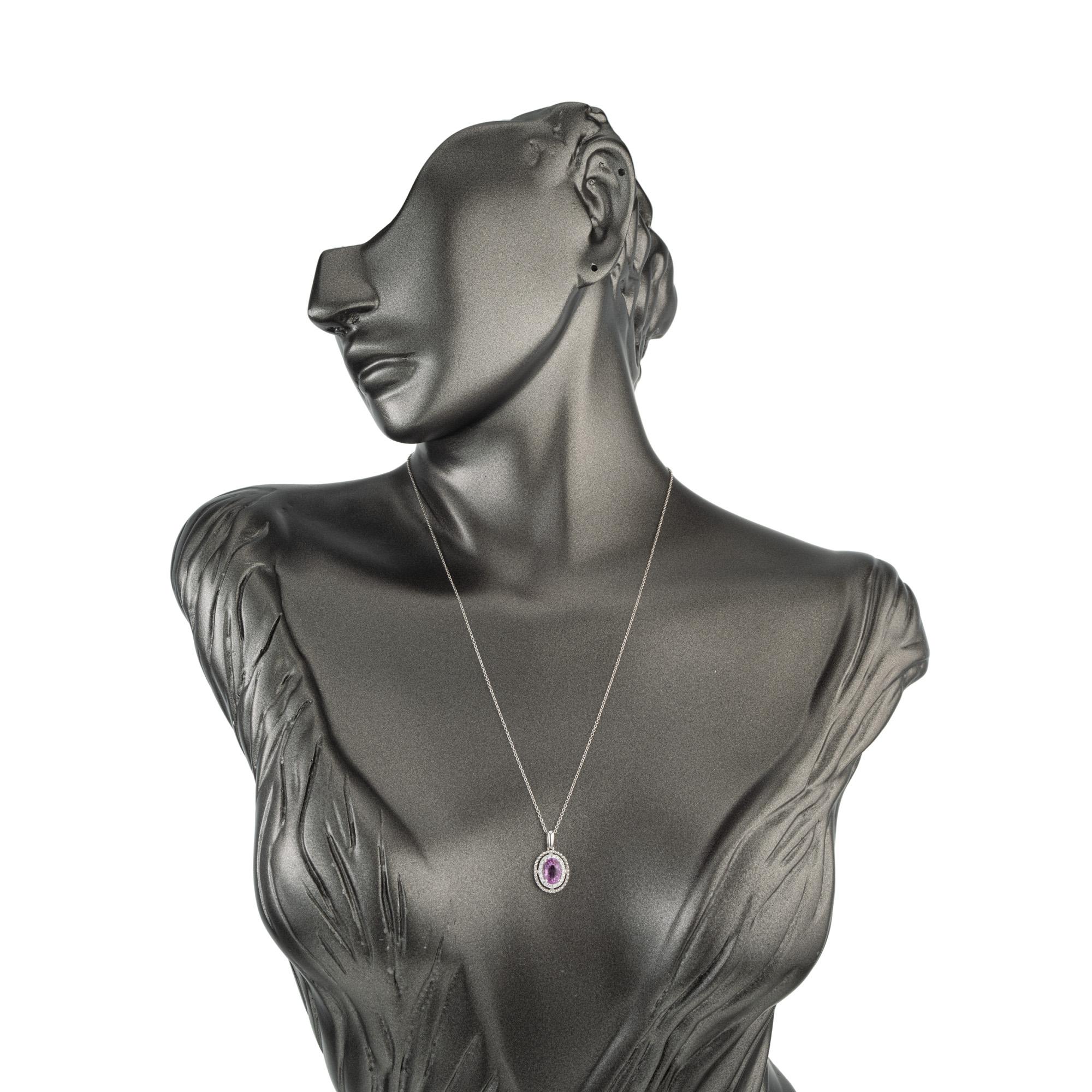 Peter Suchy Collana con ciondolo in oro bianco con diamante spinello certificato GIA da 1,48 carati in vendita 3
