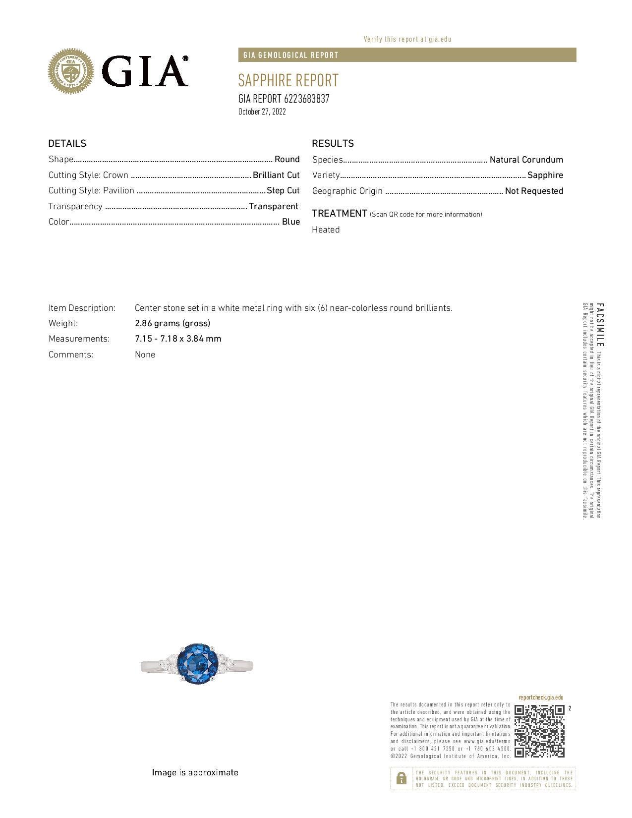 Verlobungsring aus Weißgold mit GIA-zertifiziertem 1,49 Karat Saphir und Diamant von Peter Suchy im Zustand „Neu“ im Angebot in Stamford, CT