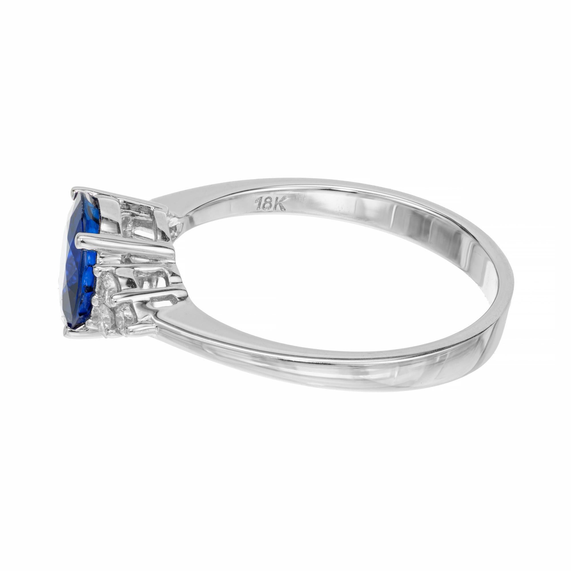 Women's Peter Suchy GIA Certified 1.49 Carat Sapphire Diamond White Gold Engagement Ring For Sale