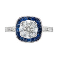 Platinring mit GIA-zertifiziertem 1,50 Karat Diamant-Saphir von Peter Suchy