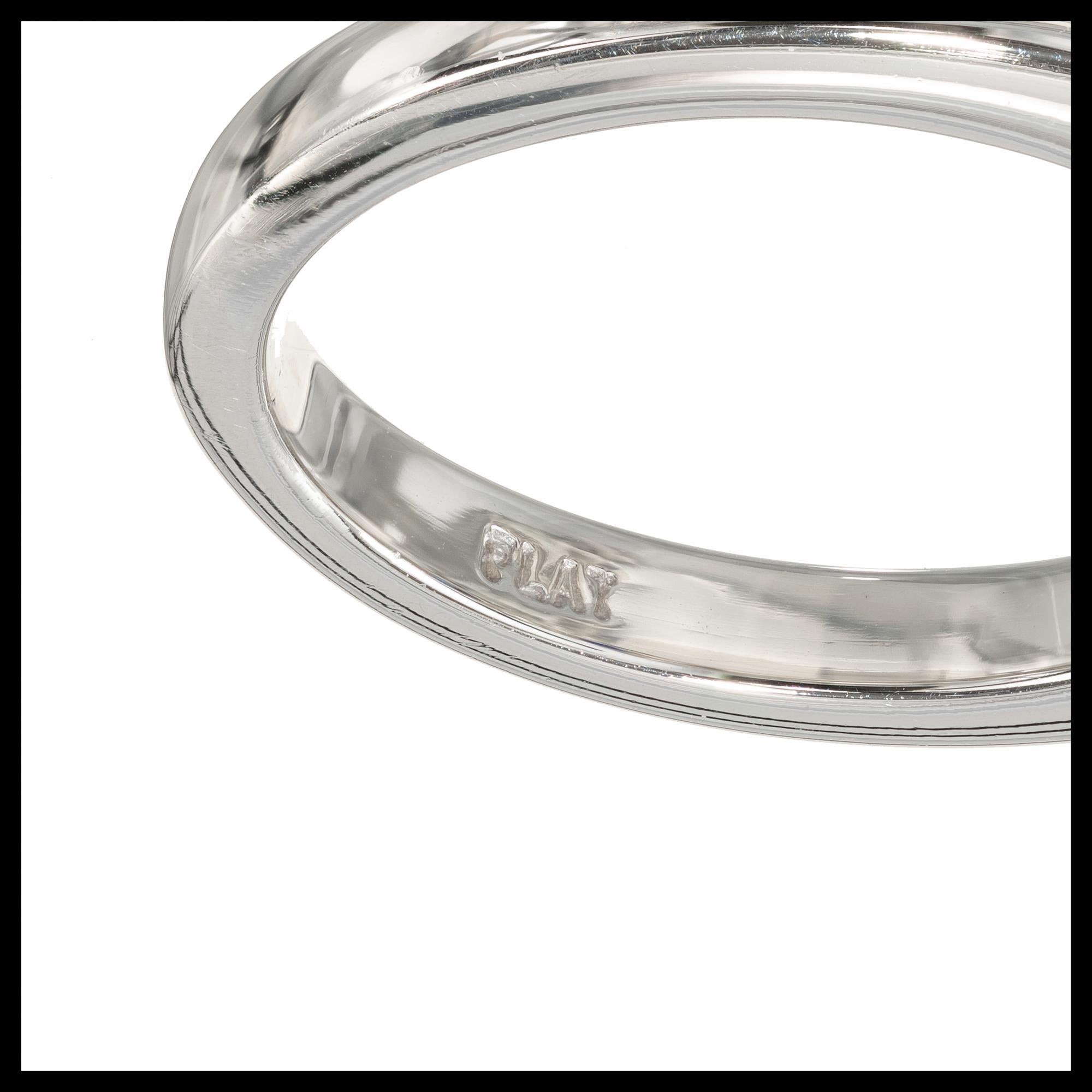 Peter Suchy GIA 1.50 Carat Diamond Sapphire Platinum Three-Stone Engagement Ring For Sale 1