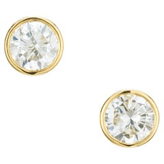 Peter Suchy GIA Certified 1.50 Carat Diamond Yellow Gold Stud Earrings