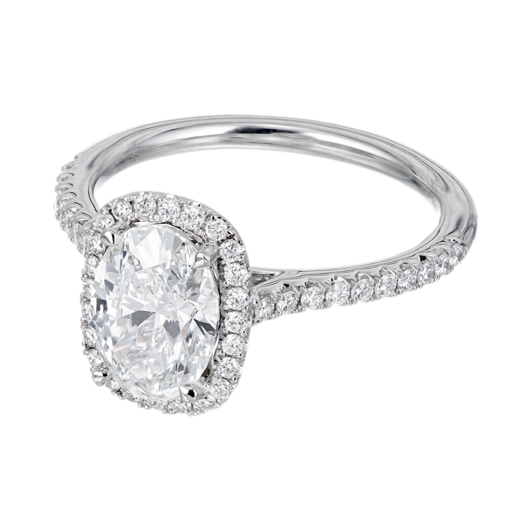 Verlobungsring aus Platin mit GIA-zertifiziertem 1.51 Karat Diamant von Peter Suchy (Ovalschliff) im Angebot